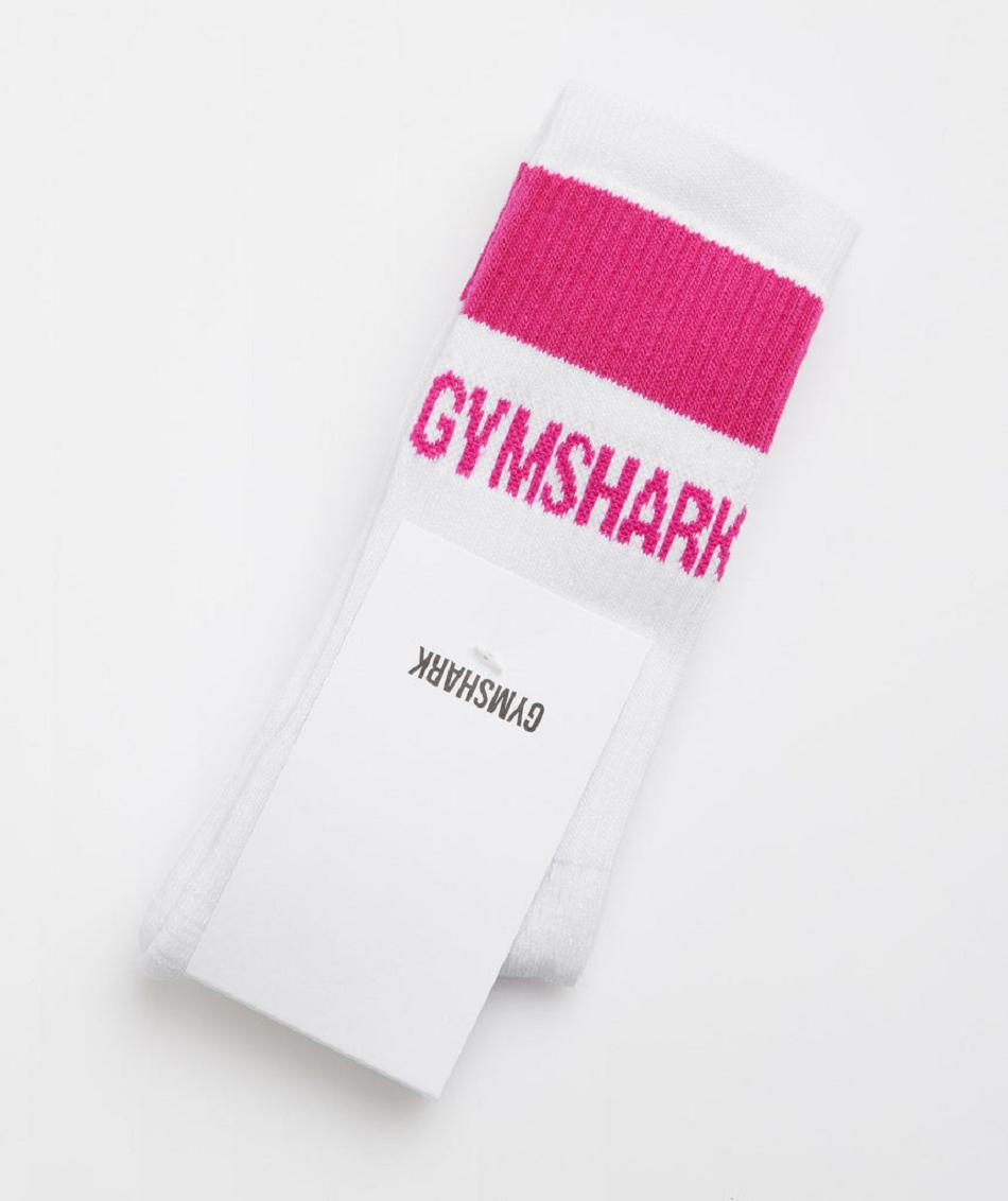 Gymshark Premium Jacquard Single Accessories Čarape Bijele Roze | HR 2039DFM